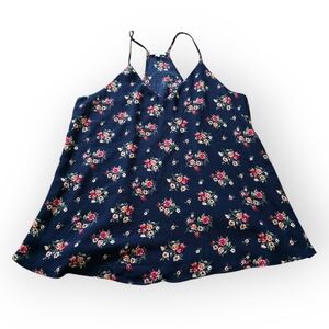 White Birch Floral Racer Back Tank, Size Medium